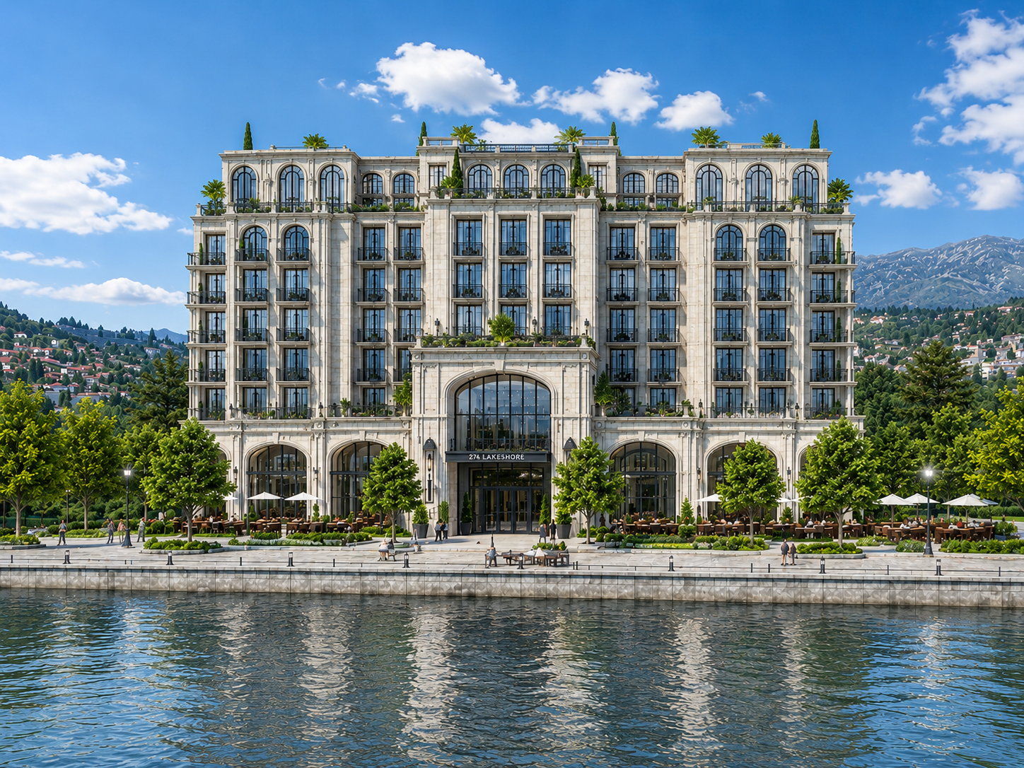 Hotel, commercial, and public spaces right on the Okanagan Lake